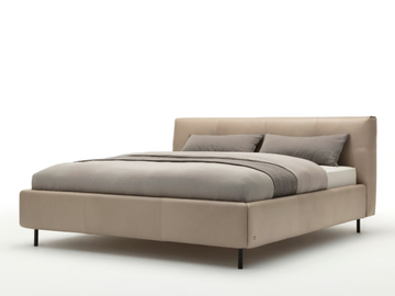 ROLF BENZ 50 - Leather double bed with upholstered headboard by Rolf Benz - view 2